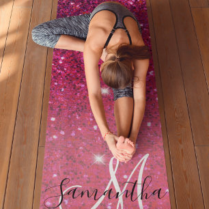 Tapis De Yoga Parties scintillant moderne rouge et rose Nom des
