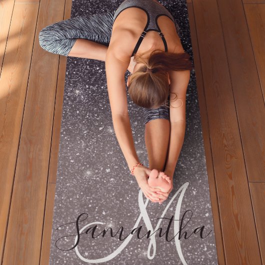 Tapis De Yoga Parties scintillant noire moderne Sparkings Nom