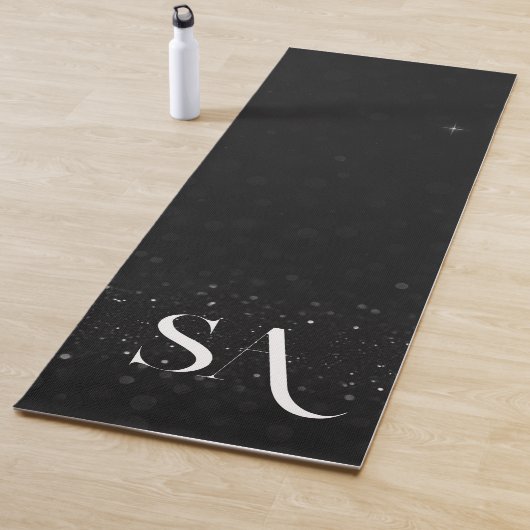 Tapis De Yoga Parties scintillant noire Yoga Mat avec initiales  (En situation)