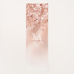 Tapis De Yoga Parties scintillant Peach Rose or Monogramme