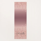 Tapis De Yoga Parties scintillant Rose monogramme en or (Dos)