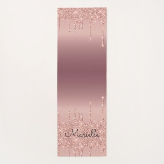 Tapis De Yoga Parties scintillant Rose monogramme en or (Dos)