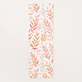 Tapis De Yoga Pastel aquarelle branches orange et rose (Dos)