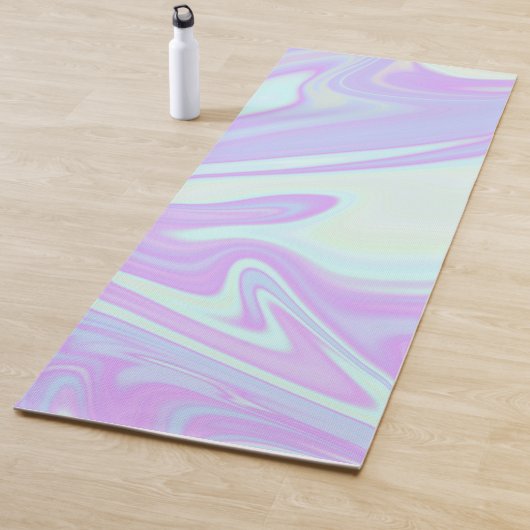 Tapis De Yoga Pastel Blue Rose Liquide Marbre Swirl (En situation)