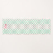 Tapis De Yoga Pastel Girly Vert & Motif Rose Avec Initiales (Devant (Horizontal))
