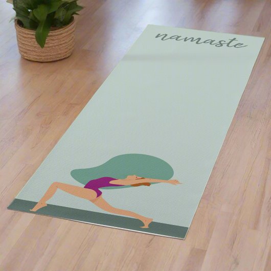 Tapis De Yoga Pastel Green Femmes Poses Exercices Namaste Yogi