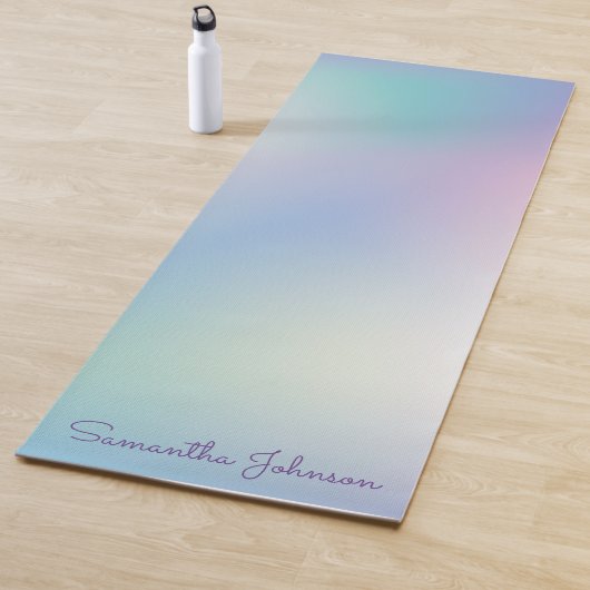 Tapis De Yoga Pastel Iridescente Ski Gradient Nom du script (En situation)