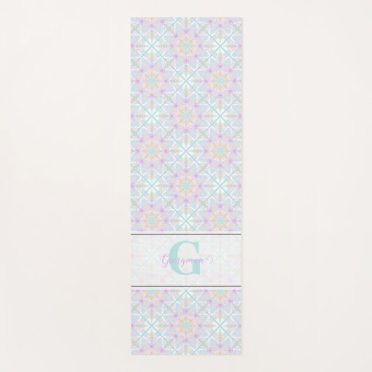 Tapis De Yoga Pastel personnalisé Arc-en-ciel Floral Mandala Car (Devant)