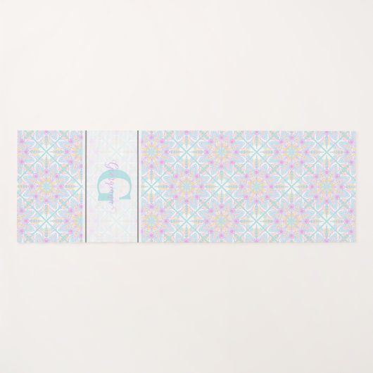 Tapis De Yoga Pastel personnalisé Arc-en-ciel Floral Mandala Car (Devant (Horizontal))