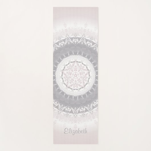 Tapis De Yoga Pastel Pink Blush Mandala Monogram (Devant)