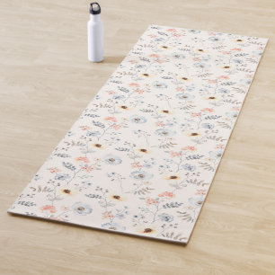 Tapis De Yoga Pastel Poppy Floral Garden Motif