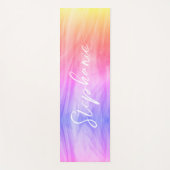 Tapis De Yoga Pastel Rainbow Nom du monogramme personnalisé  (Devant)
