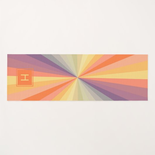 Tapis De Yoga Pastel Rainbow Pattern Monogram Exercise (Devant (Horizontal))