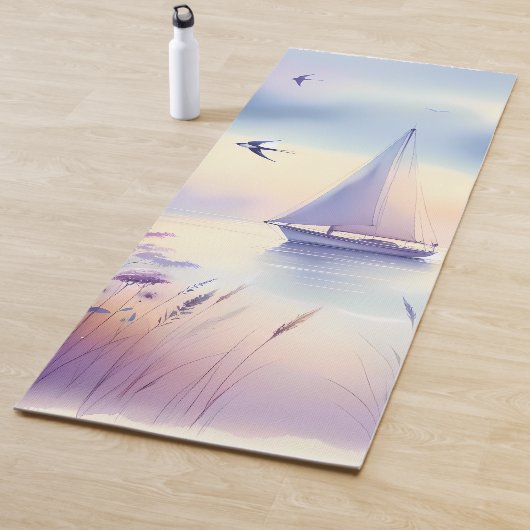 Tapis De Yoga Pastel Sailboat Coastal Dreamscape (En situation)