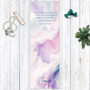 Tapis De Yoga Pastel Simple Abstrait Aquarelle Respiration Citat