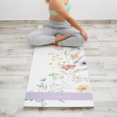 Tapis De Yoga Pastel Spring Flowers with Script Name