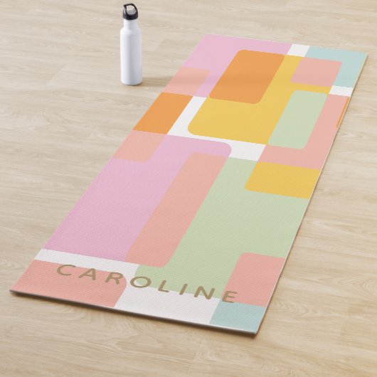 Tapis De Yoga Pastels modernes personnalisées du milieu du siècl (En situation)