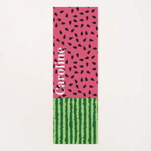 Tapis De Yoga Pastèque rose et vert Personnalisé