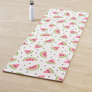 Tapis De Yoga Pastèque rose, Graines de pastèque, Motif d'été