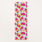 Tapis De Yoga Pastèque rouge citrons jaunes Tropical sur blanc (Devant)