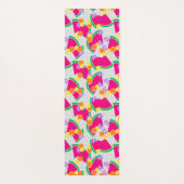 Tapis De Yoga Pastèque rouge citrons jaunes Tropical sur blanc (Dos)