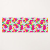 Tapis De Yoga Pastèque rouge citrons jaunes Tropical sur blanc (Devant (Horizontal))