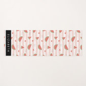 Tapis De Yoga Pastèques Rouges, Coeurs, Bandes, Votre Nom (Devant (Horizontal))