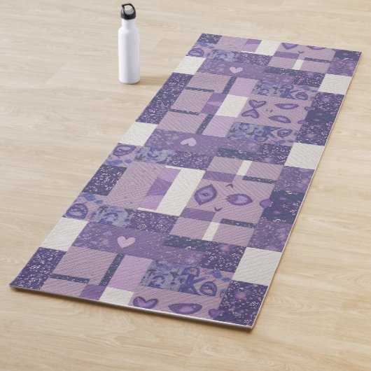 Tapis De Yoga Patchwork violet Quilt Yoga Mat (En situation)
