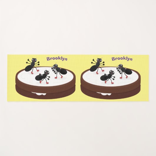 Tapis De Yoga Patinage sur glace de fourmis joyeuses sur dessin  (Devant (Horizontal))