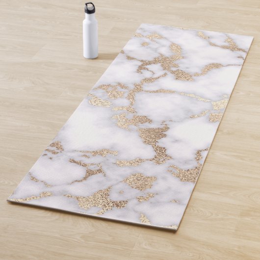 Tapis De Yoga Pattern de Chic White Gold Foil (En situation)
