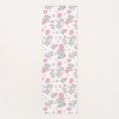 Tapis De Yoga Pattern of Elephants, Cute Elephants - Pink Gray (Devant)