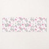 Tapis De Yoga Pattern of Elephants, Cute Elephants - Pink Gray (Devant (Horizontal))