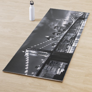 Tapis De Yoga Paysage de New York Pont de Brooklyn Monochrome Nu