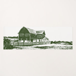 Tapis De Yoga Paysage rural maison de ferme de style coupe