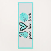 Tapis De Yoga Peace Love Beach Coeur Turquoise Coquillage (Devant)