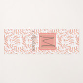 Tapis De Yoga Peach Floral Leaf Natural Trendy Monogramme (Devant (Horizontal))