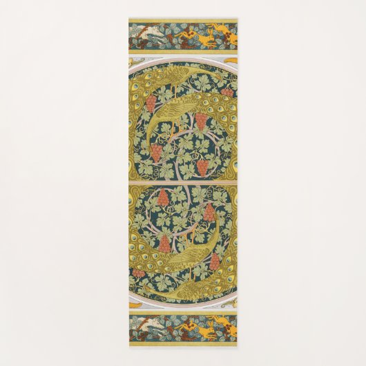 Tapis De Yoga Peacock Art Nouveau Style rond design complexe (Devant)