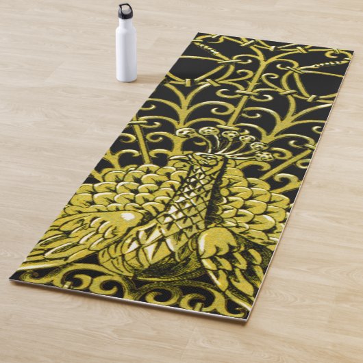 Tapis De Yoga Peacock Gold Art Nouveau (En situation)