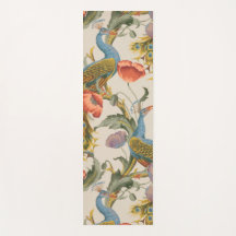 Peacock vintage avec Poppies roses et violettes