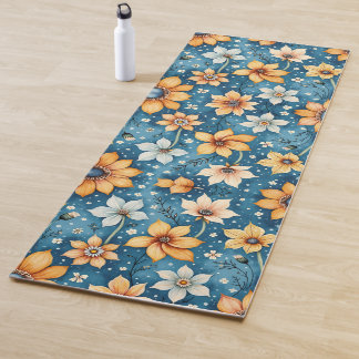 Tapis De Yoga Pêche et blanc Floral Yoga Mat