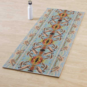 Tapis De Yoga Peint À La Main Par Nombre De Dauphins Carreau m