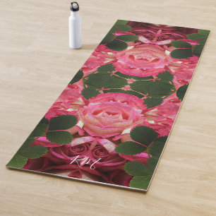 Tapis De Yoga Peinture à l'huile rose roses Motif floral miroir