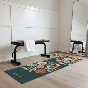 Tapis De Yoga Peinture Abstraite à la florale et à l'huile de fe