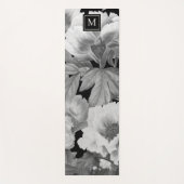 Tapis De Yoga Peonies noires et blanches Aquarelle Monogramme fl (Devant)