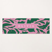 Tapis De Yoga Personalized Bold Pink Botanical Floral Name Gift (Devant (Horizontal))