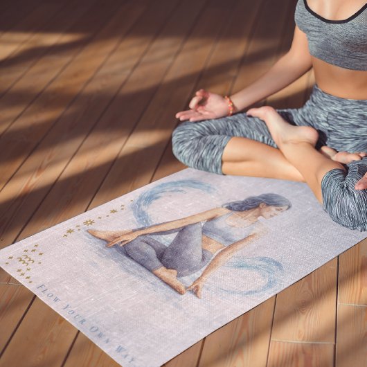 Tapis De Yoga Personalized Illustrated Aquarius Zodiac Quote