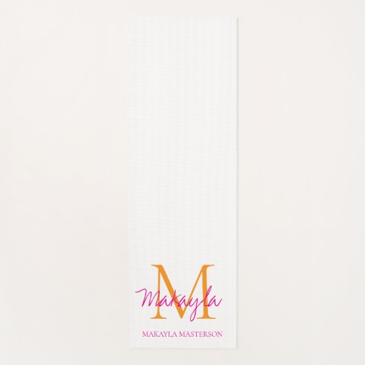 Tapis De Yoga Personalized Monogram Pink Script Name  (Devant)