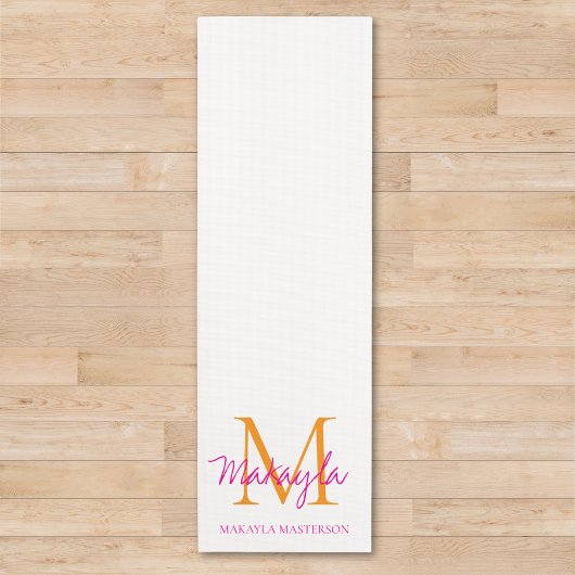 Tapis De Yoga Personalized Monogram Pink Script Name 