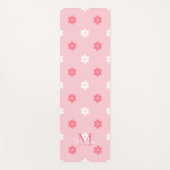 Tapis De Yoga Personalized name monogram white pink floral  (Devant)