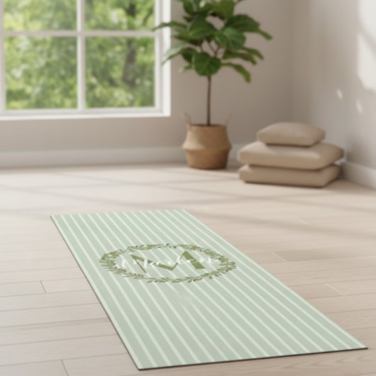 Tapis De Yoga Personalized Olive Wreath Monogram 